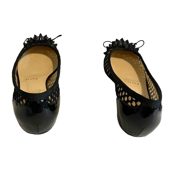 Christian Louboutin Spiked Patent Leather & Mesh Flats - Picture 6 of 11